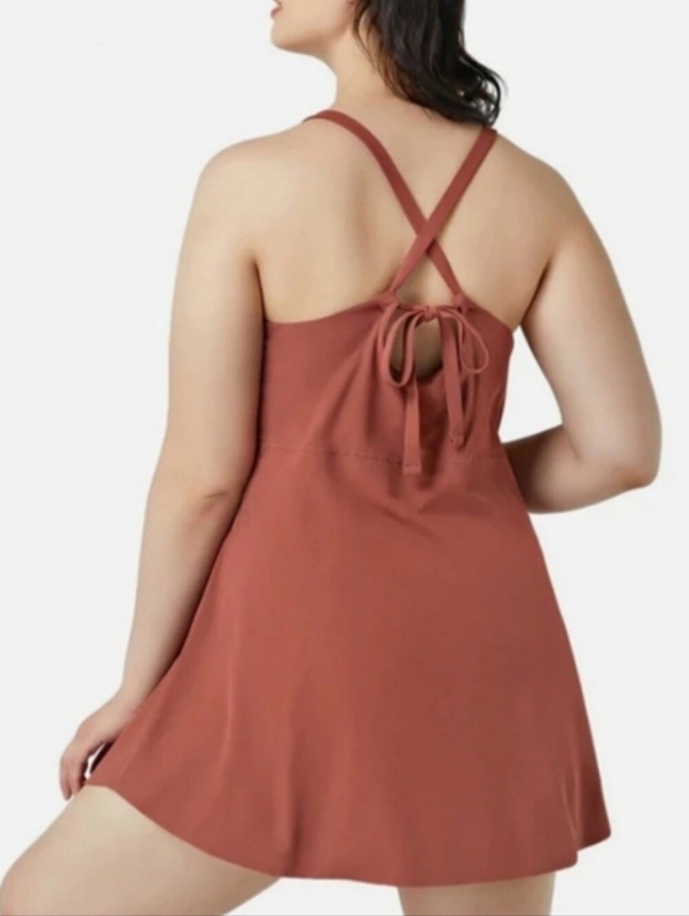 Halara Crisscross Tie Back Athletic Dress Brick Red
